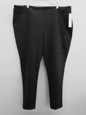NEW CALVIN KLEIN LEGGINGS ELASTIC PANTS WOMEN XXL BLACK DARK GRAY HERRING BONE